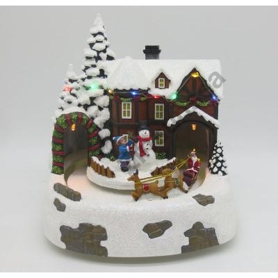 Animated Christmas Village with Santa & Children